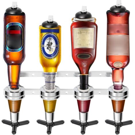 4 Bottle Optics for Home Bar 4 x 30ml Wall Mounted Bar Butler Drinks Stand for Spirits Aluminum Alloy Optic Spirit Barware Set for Home Pub Kitchen Bar (1/5)