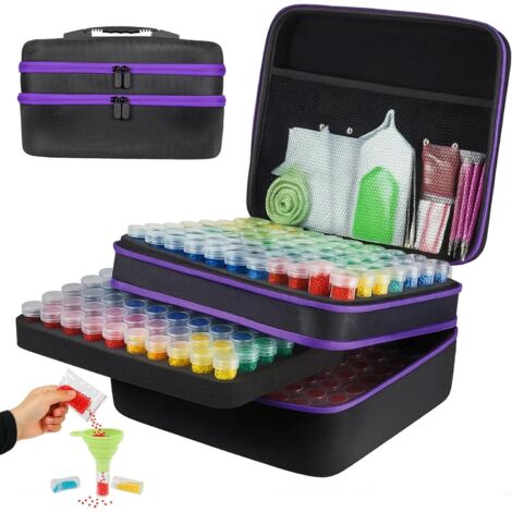 Diamond Painting Storage Crystal Art Kits Diamond Art Kits Storage Case with 240 Bottles, 282pcs Diamond Art Accessories&Tools Diamond Painting Storage Organizer with Pens Trays & Labels (1/5)