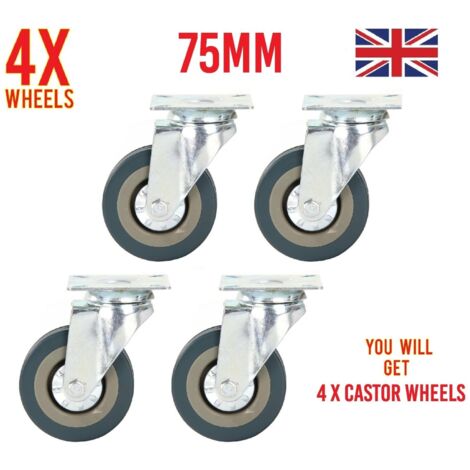 Castor Wheels 75mm 8PCS Moving Caster Wheel with Brake Heavy Duty Swivel Wheels for Furniture Rubber Swivel Trolley Caster (8 without brake) (1/5)