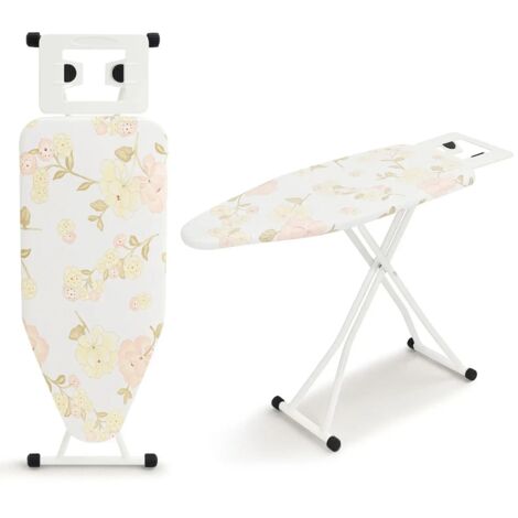 Ironing Board Universal Extra Wide Iron Board with Silicon Iron Rest Ironing boards Large Adjustment Height Lightweight Large Table TopIron Board Foldable Non Slip (Floral Pattern)