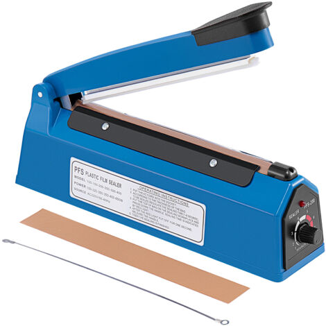 Impulse Heat Sealer Portable Sealing Machine Balloon Heat Sealer Machine Mylar PP Plastic Bag Sealer Food Film Manual Pressure Sealer (200mm)