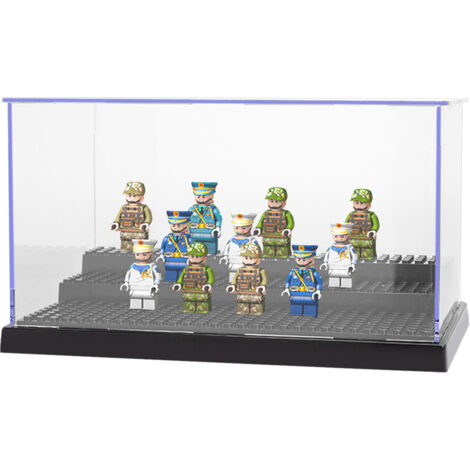 Acrylic Display Case Countertop Box Acrylic Three Tier Display Box Assembled Building Blocks Lego Display Case Perspex Dustproof Storage Box for Lego Lovers 25.5 x 15.3 x 13.9cm