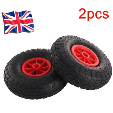 4 Pcs Wheelbarrow Wheel 10" Pneumatic Tyre 3.5/3.0-4 Rubber Puncture Proof Wheel 20mm Axle Shaft Heavy Duty Replacement Wheel for Sack Truck Cart (1/5)