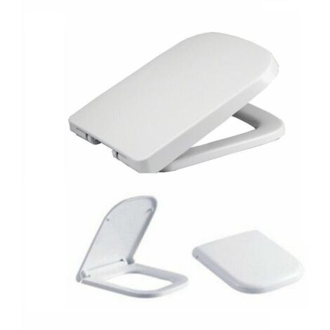 Square Toilet Seat Soft Close with Quick Release White Toilet Seats for Easy Cleaning Easy Installation with Top Fixing Adjustable Hinges Standard Toilet Seat