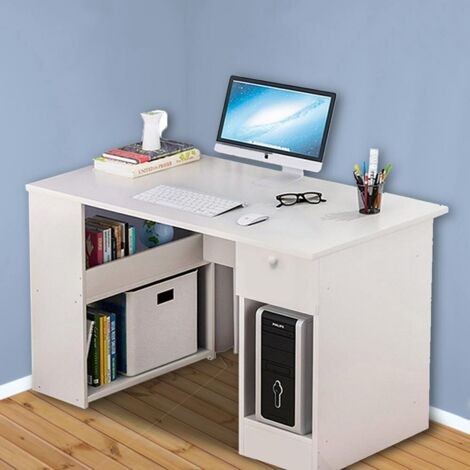 Computer Desk Storage Shelves Study Desk with Sliding Keyboard Wooden Laptop Writing Table 50x24x40CM for Office Home Bedroom