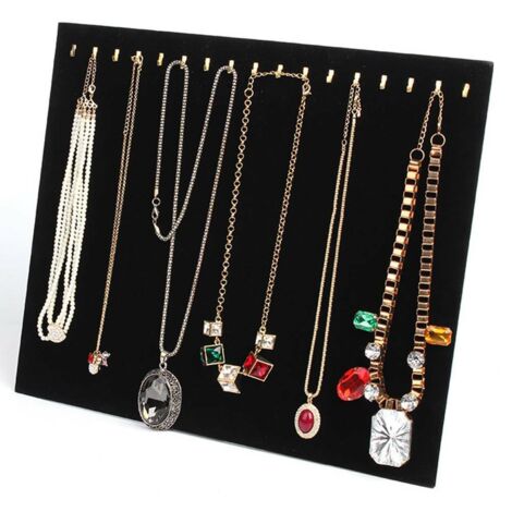 Necklace Chain Stand 2 Pack Velvet Necklace Holder Display Stand with 17 hooks Necklace Organizer for Bracelets Chains 12 x 14.8 inch