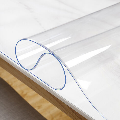 PVC Table Cloth 150x100cm Clear Carpet Protector Floor Mat Transparent Waterproof Table Protector 1.5mm Thick Wipeable Anti Slip Mat Desk Protector Mat, Office Chair Mat, Plastic Table (1/5)