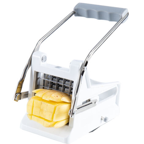 Potato Chipper, Cutter Slicer, Potato Fry Cutter, Stainless Steel Potato Slicer, Includes 2 Blade Size Cutter Options and No-Slip Suction Base, Perfect for use with Air Fryer