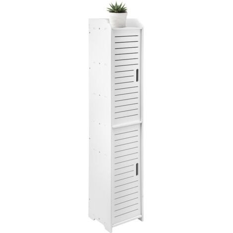 5Tier Bathroom Storage Cabinet Floor Standing Display Cabinet Home Storage Furniture Organizer Unit for Office Living Room Kitchen Entryway White (seal)