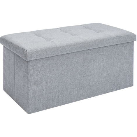 Ottoman Storage Foldable Bench with Lid Multifunctional Footrest Stool Toy Chest Organizer Long Shoe Bench for Living Room Bedroom Apartment (Light Gray, 76X38X38CM) (1/5)