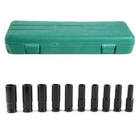 10PCS Impact Socket Set 1/2 Inch 10-24mm Deep Impact Socket Set Metric Drive Deep Socket Set with Case (1/5)