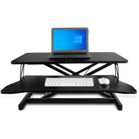 Standing Desk Converter Height Adjustable Desk Converter 81cm (32 Inch) Wide Platform Tabletop Workstation Quick Sit to Stand Desk Riser for Dual Monitors with Wide Keyboard Tray (Black)