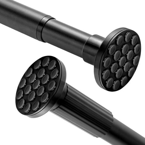 Shower Pole 160-220CM 32mm Extendable Curtain Poles Stainless Steel Tension Rods Anti-Slip Curtain Rod no Drilling Wardrobe Pole for Living Room Bedroom Bathroom Balcony (Black)