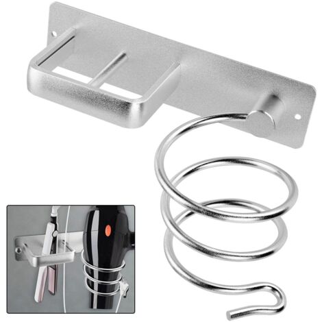Hair Dryer Straightener Holder With Cable Tidy, Wall Mounted Spiral Shelf Hairdryer Hanger Station Straightener Organizer Blow Storage Bracket with Holes Rack For Bathroom (1/5)