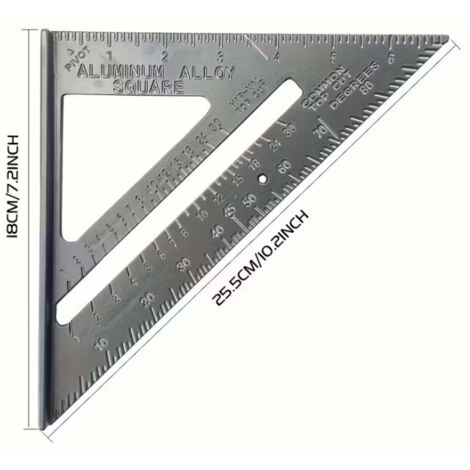 2pcs Heavy-Duty Speed Square 7"& Big 12"Professional Architectural, Tool with Right-Angle Corner, Degree Markings-Compatible with Imperial & Metric Measurements for Workshops & Everyday Use (1/4)