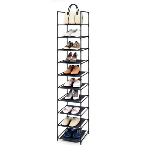 Shoe Rack 10 Tiers Vertical Shoe Rack 28x45x173cm Metal Tall Small Narrow Space Saving Shoe Storage Organizer for Closet Entryway Garage Bedroom Cloakroom (1/5)