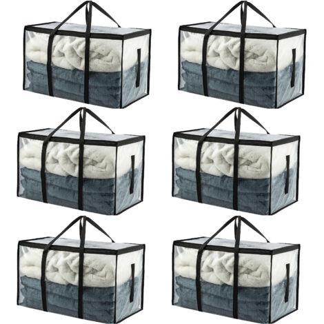 2 Pack Storage Bags 86L Clothes Storage Bag Moving Bags with Backpack Straps Zippers Handles for Loft Wardrobe for Bedding Clothes Blanket Duvet