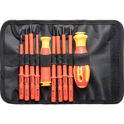 Insulated Screwdriver Set, 10 Pieces, Magnetic Tips, Ergonomic Rubber Handle with Storage Case (1/5)