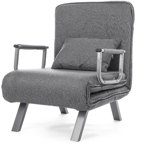 3-in-1 Sofa Bed Chair, Convertible Adjustable Folding 5 Position Sleeper Chair Beds with Back, Upholstered Seat Single Flip Chairs Leisure Floor Couch for Small Space/Apartments (Flax Gray)