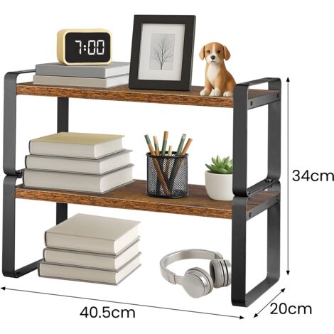 Office Desk Shelf Organizer 3 Tier Wood Desktop Display Shelf Rack ...
