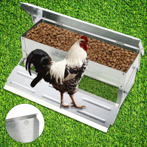 Automatic Chicken Feeder 5KG - Aluminium Treadle Poultry Feeder for Clean, Convenient Feeding - Ratproof Water-Resistant Self-Opening for Chickens, Ducks and Most Poultry
