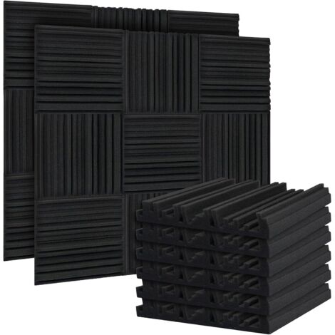 Acoustic Foam Panels 24 Pack with Double Sided Tape Thick Acoustic Foam Panels Sound Proofing Panels Studio Acoustic Wall Panels for Studio Office Home (Wedge Shaped)