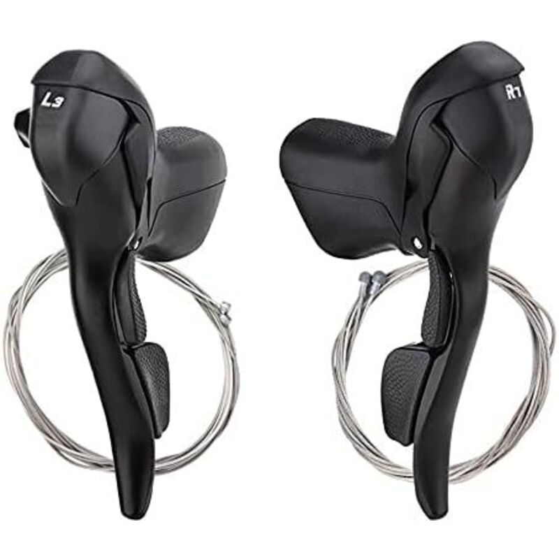 Lot De 2 Paires De Manettes Vélo En Alliage Aluminium - Compatibles 3x5/6/7 Vitesses - Avec Câbles Acier Inox - Guidon 22.2mm