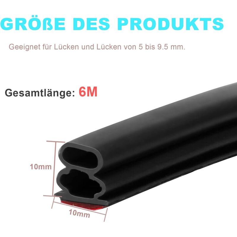 Protection Caoutchouc Portière Joint Porte Voiture JNNJ 6m - Profilé Caoutchouc PVC Anti-Collision | Protection Bordure Universelle Pvc Résistant Intempéries