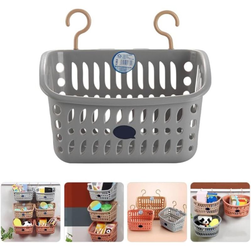 Panier De Rangement Suspendu Pour Salle De Bain – En PP Drainant, Gris, Idéal Pour Shampoings Et Accessoires