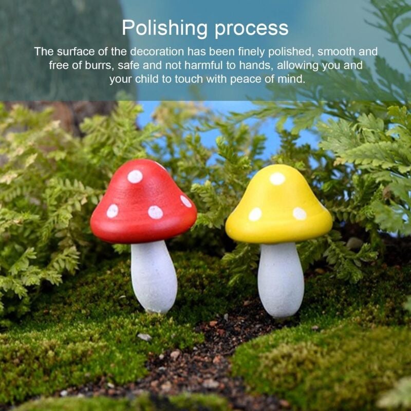 Qcwwy Ensemble De 3 Objets Artisanaux En Forme De Champignons, Ornements En Bois Mignons Et Innovants Pour Le Bureau à Domicile, Artisanat D'art De Sculpture De Champignons Vif Et