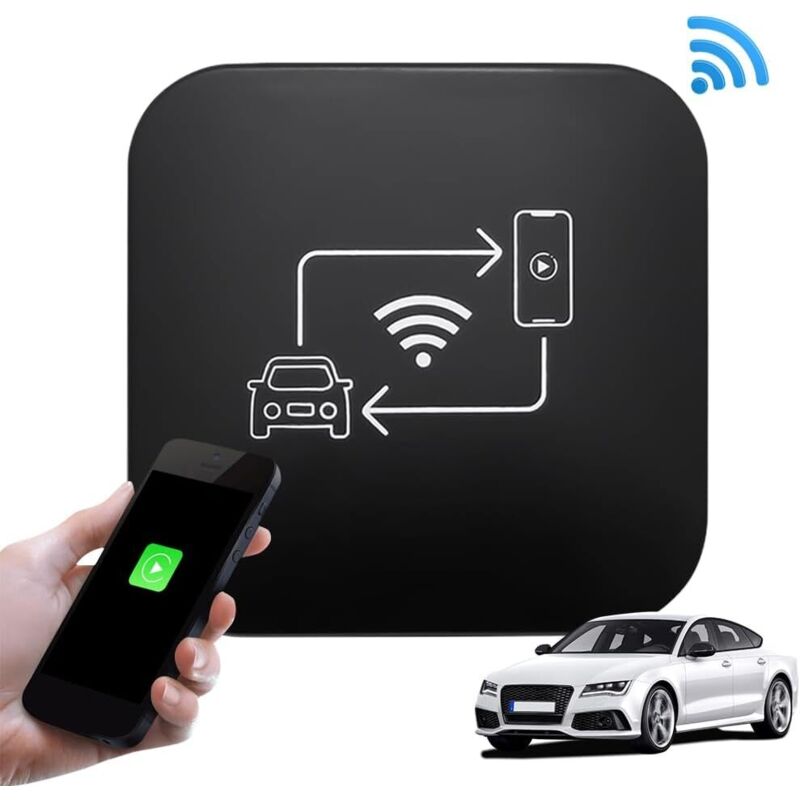 Adaptateur CarPlay & Android Auto Sans Fil Mini - Plug & Play, Compatible Voitures 2016+, IOS 10+ Et Android 10+, USB-A/USB-C Inclus