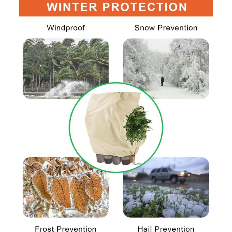 WLHFDC Voile Hivernage Plante Exterieur 200x240cm,Réutilisable Protection,Housse Hivernage Plante Tissu Non Tissé Résistant Au Vent Aux Intempéries,avec Fermeture Éclair Pour Palmiers,Olivier