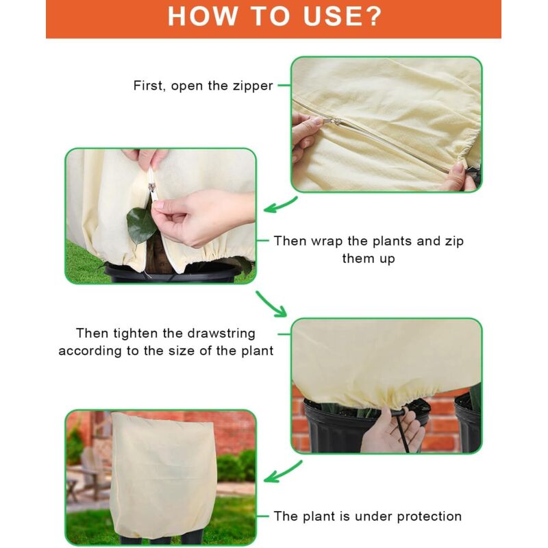 Voile D'hivernage Pour Plantes Extérieures - 200x240 Cm - 80 G/m² - Alouweekuky - Respirante, Avec Fermeture éclair Et Cordon - Protection Contre Le Gel