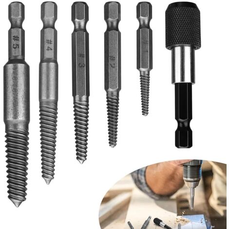 Kit Extracteur De Vis - 16 Pièces - Pour Écrous Et Vis Abîmés, Rouillés Ou Coincés - Facile à Utiliser - Noir