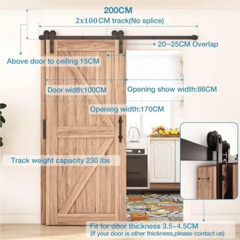 Système Porte Coulissante Système De Porte Coulissante Kit De Ferrure De Porte Coulissante Porte Coulissante En Bois Riesenrad 183cm 90479830