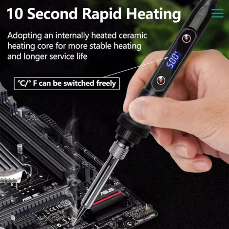 Fer à Souder électronique 80W Réglable 180-500°C - Kit Complet Avec Pompe à Dessouder, 5 Pointes, Fil, Mallette, Pour Bricolage électronique