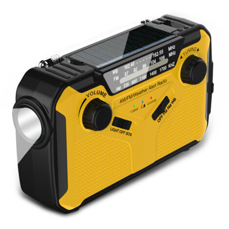 Radio Solaire Dynamo AM/FM Étanché – Lampe LED Puissante, Batterie 5000mAh, Alarme SOS, Idéale Randonnée, Camping & Urgences