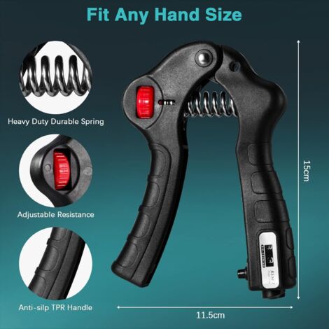 Hand Grip Musculation Avant-Bras - Pack De 5 Pièces Avec Poignet Ajustable, Étireur Doigts, Anneau Et Balle Anti-Stress