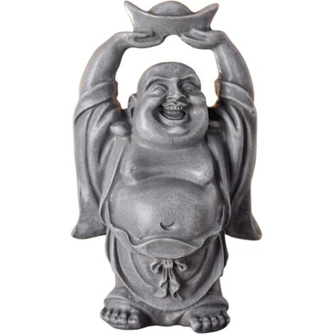Zen'Light Grande statue de bébé Bouddha rieur - Charmant porte-bonheur - Décoration atypique FengShui - Ambiance zen - H 20,5 cm, marron et beige