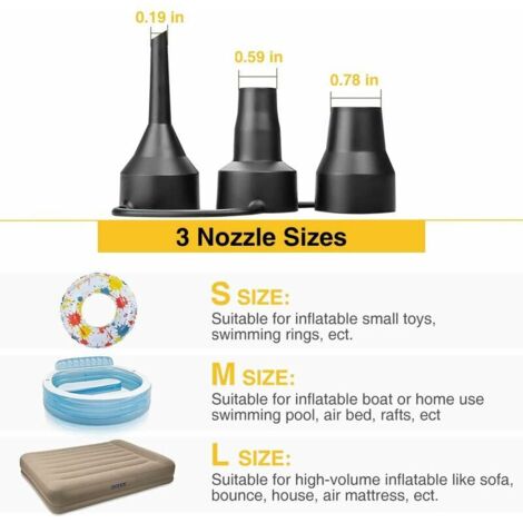 Mini Pompe Gonflage USB-C Mini Pompe à Air électrique USB-C - 4500 Pa - 4 Buses - Pour Matelas, Bouées, Sacs Sous Vide - Portable Pompe Dégonflage Sac Compression