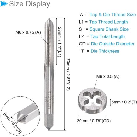 sourcing map M6 Filière Filetage Gauche Main Métrique Rond Machine Alliage Acier