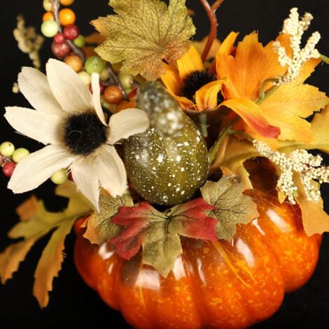 Nazalus-Vente Déco Automne Intérieur, Décoration Halloween, Citrouille Artificielle Avec Des Fleurs Ornement Guirlandes Bonsaï Couronnes D'automne Accessoires De Photographie Centre De Table