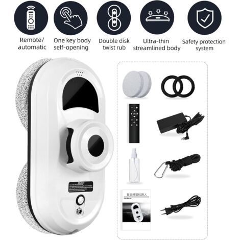 Robot Vitres Jet Eau Robot Nettoyeur Vitres AHWOiHS - Aspiration 5600Pa - Jet D'Eau Automatique - Télécommande - Sécurité Anti-Chute Aspirateur Laveur Robot