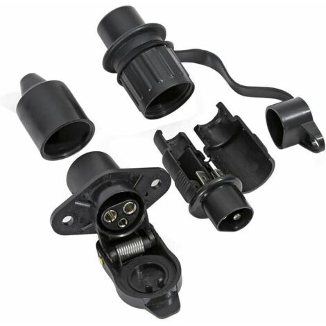 Prise Remorque 3 Broches étanche 12V - Fiche Et Prise Mâle/femelle Pour Attelage Voiture, Remorque, Camping-car