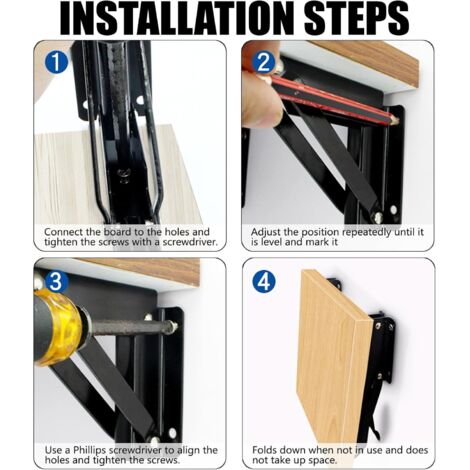EAGEREN 2 Pcs Equerre Pliable Charge Lourde Inox Equerre Pliante Pour