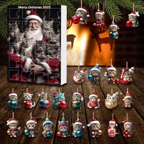 Décoration de Noël en forme de chat noir – Décoration de Noël 2D – Cadeau d'anniversaire pour les amoureux des chats – Décoration de Noël à suspendre – Décoration de Noël