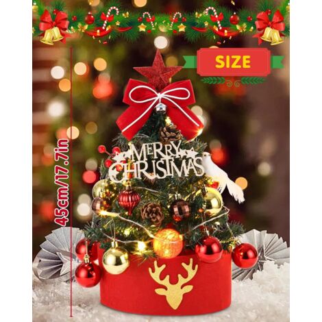 Mini Sapin De Noël 60 Cm Avec Ornements Et Lumières - Arbre Artificiel Table & Bureau