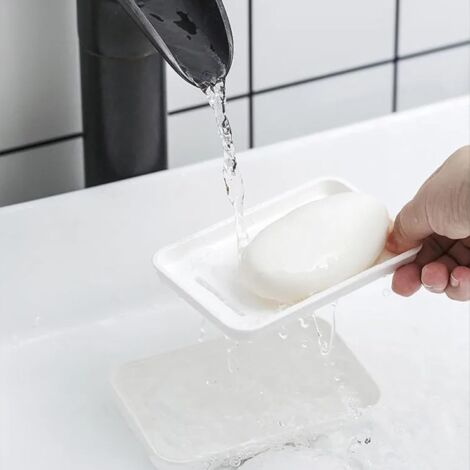 MyHomeBody Lot De 6 Économiseurs De Savon Pour Porte-Savon - Tissage Multidirectionnel Drainant, Antidérapant - 3 Noir + 3 Blanc