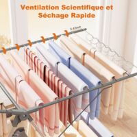 Étendoir, Grand Sèche-linge - Sèche-linge à Ailes Pour Linge Long Seche Linge A Ailes Rabattables Seche Linge Sur Pied A Revetement Par Poudre 2 Ailes