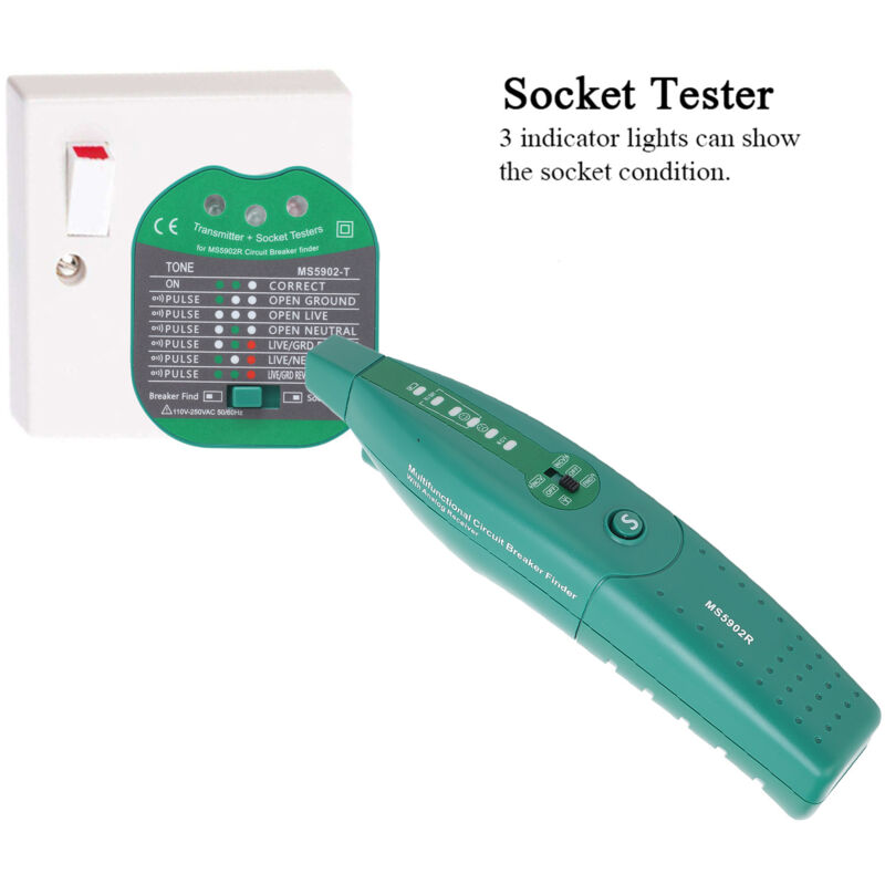 Détecteur De Disjoncteur Et Testeur De Prise - 3 Voyants + Lampe De Poche - Tension 110-250V - Pile 9V (non Fournie)